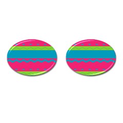 Chevrons And Stripes  			cufflinks (oval) by LalyLauraFLM