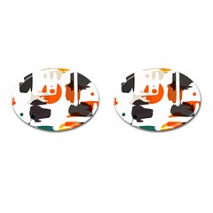 Shapes In Retro Colors On A White Background 			cufflinks (oval) by LalyLauraFLM