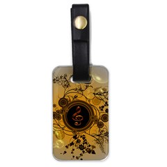 Decorative Clef On A Round Button With Flowers And Bubbles Luggage Tags (one Side)  by FantasyWorld7