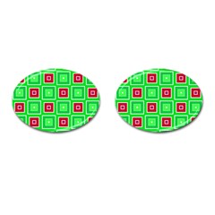 Green Red Squares Pattern    			cufflinks (oval) by LalyLauraFLM