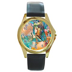 Star Illumination Round Gold Metal Watch by icarusismartdesigns