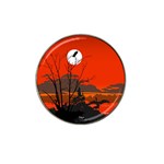 Tropical Birds Orange Sunset Landscape Hat Clip Ball Marker Front