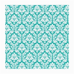 Turquoise Damask Pattern Medium Glasses Cloth (2-side) by Zandiepants