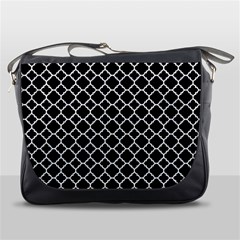 Black & White Quatrefoil Pattern Messenger Bag by Zandiepants