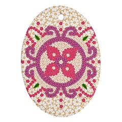 Hindu Flower Ornament Background Oval Ornament (two Sides) by TastefulDesigns