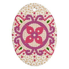 Hindu Flower Ornament Background Oval Ornament (two Sides) by TastefulDesigns