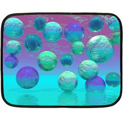Ocean Dreams, Abstract Aqua Violet Ocean Fantasy Fleece Blanket (mini) by DianeClancy