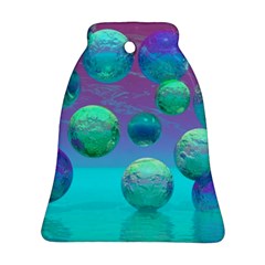 Ocean Dreams, Abstract Aqua Violet Ocean Fantasy Ornament (bell)  by DianeClancy