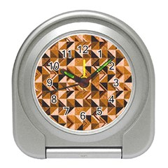 Brown Tiles Travel Alarm Clocks by FunkyPatterns