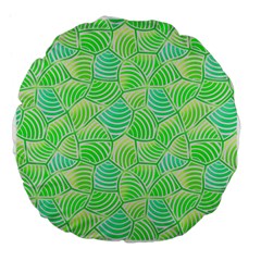 Green Glowing Large 18  Premium Flano Round Cushions by FunkyPatterns