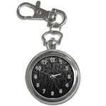 Grey Ombre feather pattern, black, Key Chain Watch Front