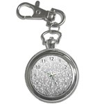 Grey Ombre feather pattern, white, Key Chain Watch Front
