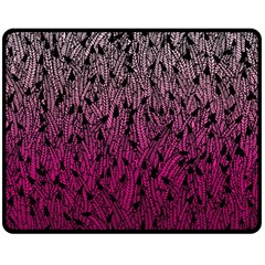 Pink Ombre Feather Pattern, Black, Fleece Blanket (medium) by Zandiepants