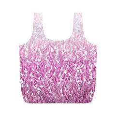 Pink Ombre Feather Pattern, White, Full Print Recycle Bag (m) by Zandiepants