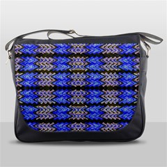 Pattern Tile Blue White Green Messenger Bags by BrightVibesDesign