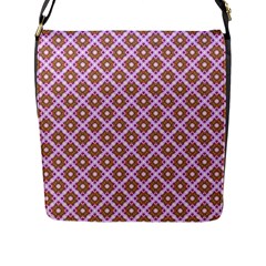 Crisscross Pastel Pink Yellow Flap Messenger Bag (l)  by BrightVibesDesign