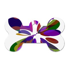 Colorful Abstract Flower Dog Tag Bone (two Sides) by Valentinaart