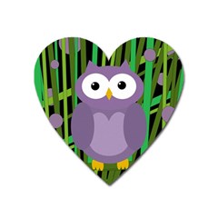 Purple Owl Heart Magnet by Valentinaart