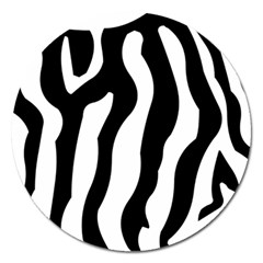 Zebra Horse Skin Pattern Black And White Magnet 5  (round) by picsaspassion