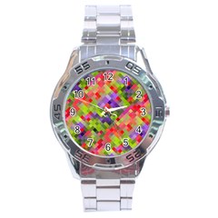 Colorful Mosaic Stainless Steel Analogue Watch by DanaeStudio