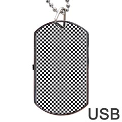 Sports Racing Chess Squares Black White Dog Tag Usb Flash (one Side) by EDDArt
