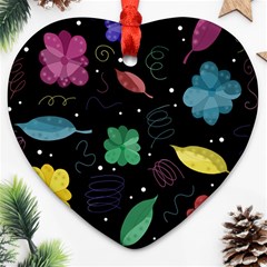 Colorful Floral Design Heart Ornament (2 Sides) by Valentinaart