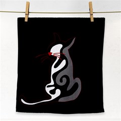 Gray Elegant Cat Face Towel by Valentinaart