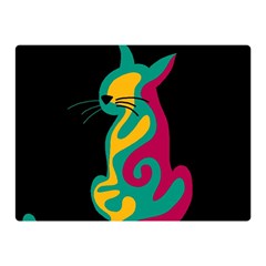 Colorful Abstract Cat  Double Sided Flano Blanket (mini)  by Valentinaart