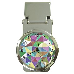 Colorful Triangles, Pencil Drawing Art Money Clip Watches by picsaspassion