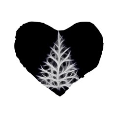 Christmas Fir, Black And White Standard 16  Premium Heart Shape Cushions by picsaspassion