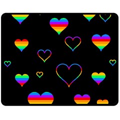 Rainbow Harts Double Sided Fleece Blanket (medium)  by Valentinaart