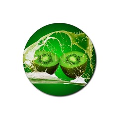 Kiwi Fruit Vitamins Healthy Cut Rubber Round Coaster (4 Pack)  by Amaryn4rt