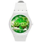 Kiwi Fruit Vitamins Healthy Cut Round Plastic Sport Watch (M) Front