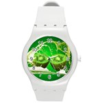 Kiwi Fruit Vitamins Healthy Cut Round Plastic Sport Watch (M) Front