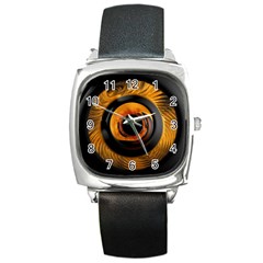 Fractal Mathematics Abstract Square Metal Watch by Amaryn4rt