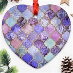 Blue moroccan mosaic Heart Ornament (Two Sides) Back