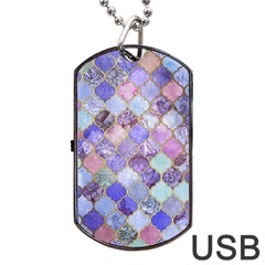 Blue Moroccan Mosaic Dog Tag Usb Flash (one Side) by Brittlevirginclothing