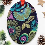 Dark lila flower Ornament (Oval) Front