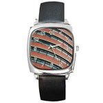 Architecture Building Glass Pattern Square Metal Watch Front
