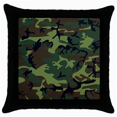 Camouflage Green Brown Black Throw Pillow Case (black) by Nexatart