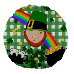 Lucky Irish Large 18  Premium Round Cushions by Valentinaart