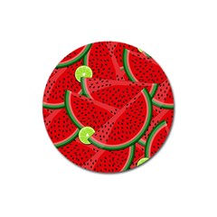 Watermelon Slices Magnet 3  (round) by Valentinaart