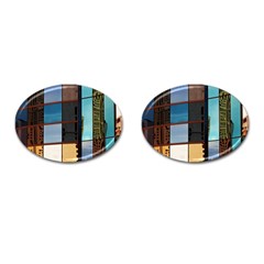 Glass Facade Colorful Architecture Cufflinks (oval) by Nexatart