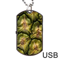Pineapple Fruit Close Up Macro Dog Tag Usb Flash (two Sides) by Nexatart