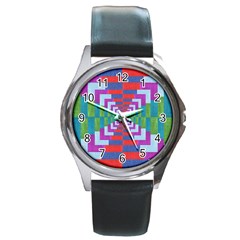 Texture Fabric Textile Jute Maze Round Metal Watch by Nexatart