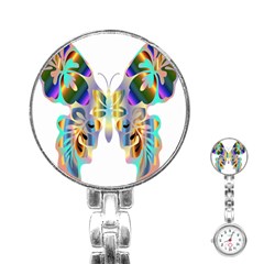 Abstract Animal Art Butterfly Stainless Steel Nurses Watch by Amaryn4rt