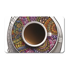Ethnic Pattern Ornaments And Coffee Cups Vector Magnet (rectangular) by Amaryn4rt