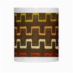 Fabric Texture Vintage Retro 70s Zig Zag Pattern White Mugs Center