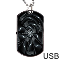 Fractal Disk Texture Black White Spiral Circle Abstract Tech Technologic Dog Tag Usb Flash (two Sides) by Simbadda