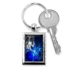 Ghost Fractal Texture Skull Ghostly White Blue Light Abstract Key Chains (rectangle)  by Simbadda